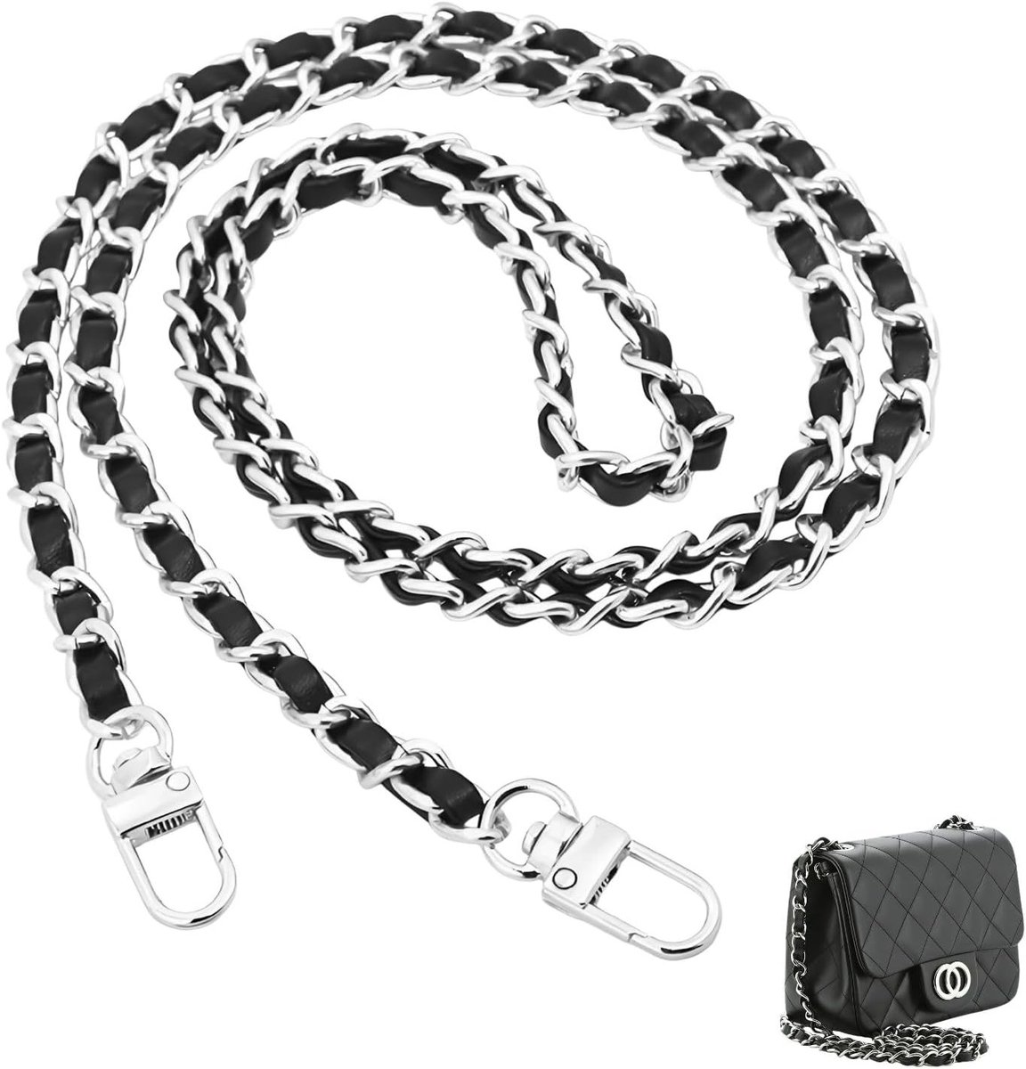 Handtas Ketting 120 cm - Verstelbare Metalen Schouderband voor Dameshandtassen, Vervangbare Lange Tasriem in Zwart, Ideaal voor Mode en Comfort