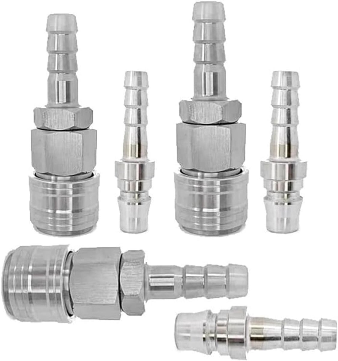 Snelsluiting koppeling 3 paar - zelfvergrendelend - voor luchtpomp slang (8mm/10mm/12mm) - zwart, M - ShopVlot