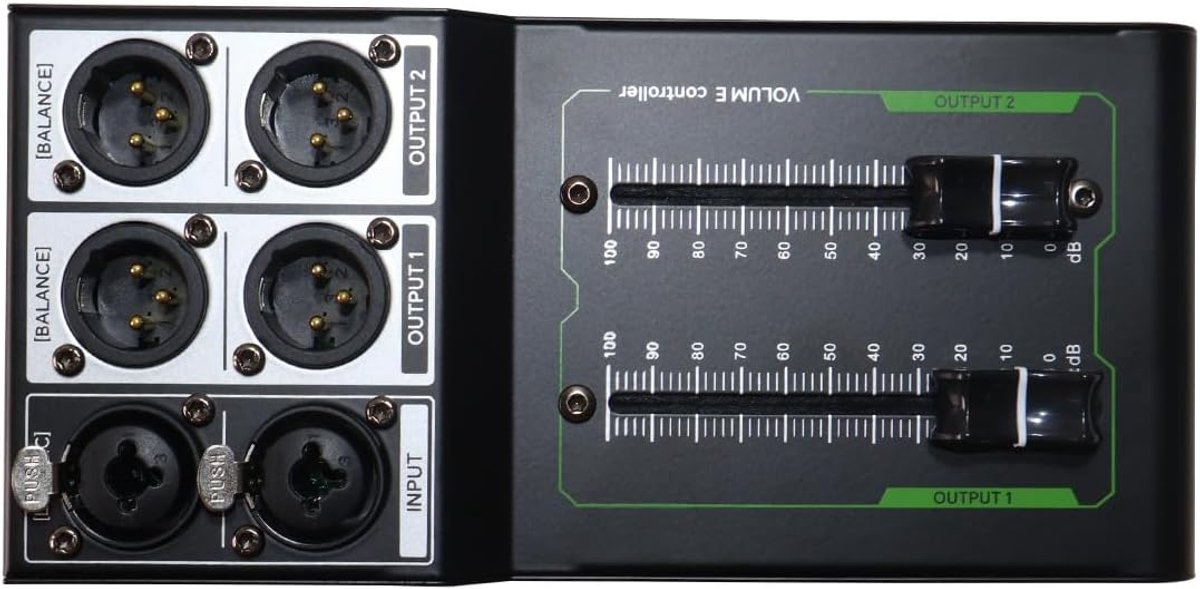 Volumeregelaar passief 70 mm - metalen behuizing - dual output - ideaal voor home studio - ShopVlot