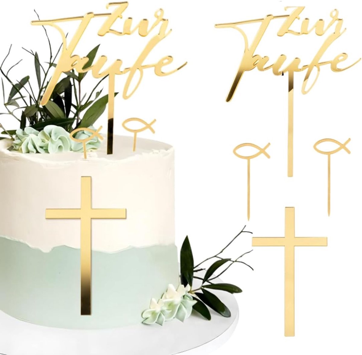 4 Pieces Cake Decoration, Communion Cross, Cake Decoration, Decoration Option, Gâteau Cake Topper, Communion, Acrylic - ShopVlot