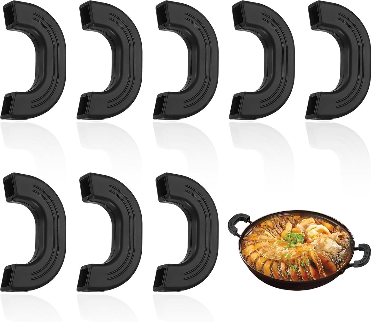 4 paar pannengrepen hittebescherming, 90 x 47 x 20 mm, siliconen handgreep voor soeppotten, hittebestendig, antislip - ShopVlot