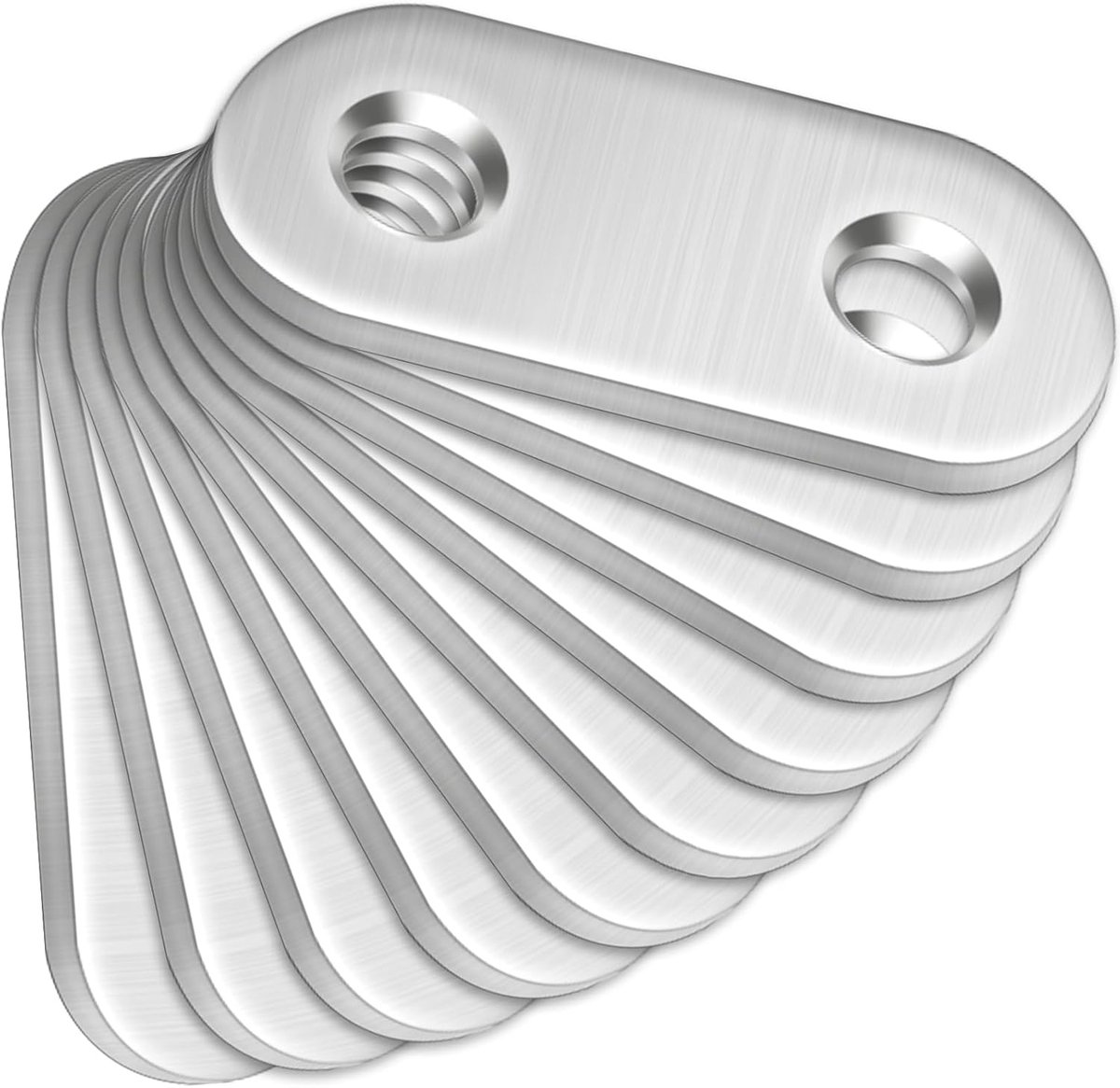 Pack of 10 Straight Brackets (40 x 16 x 2 mm), Bolatus Stainless Steel Recovery Plates, Connection Plates, Flat - ShopVlot