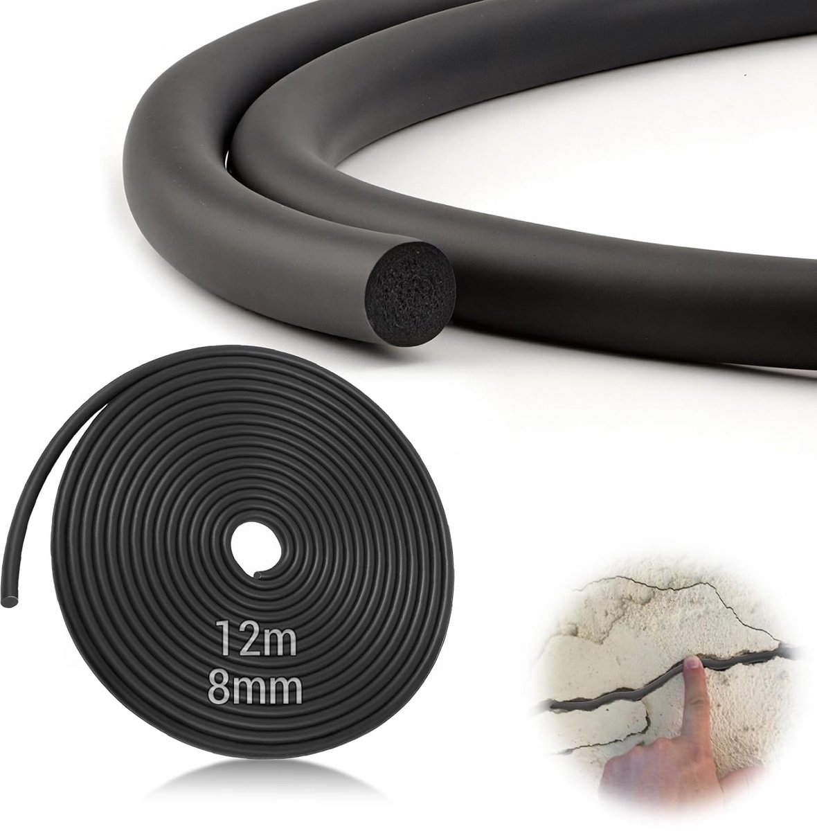Afdichtkoord Ø 8 mm - 12 m rond afdichtschuim - ideaal voor muren en deuren - ShopVlot