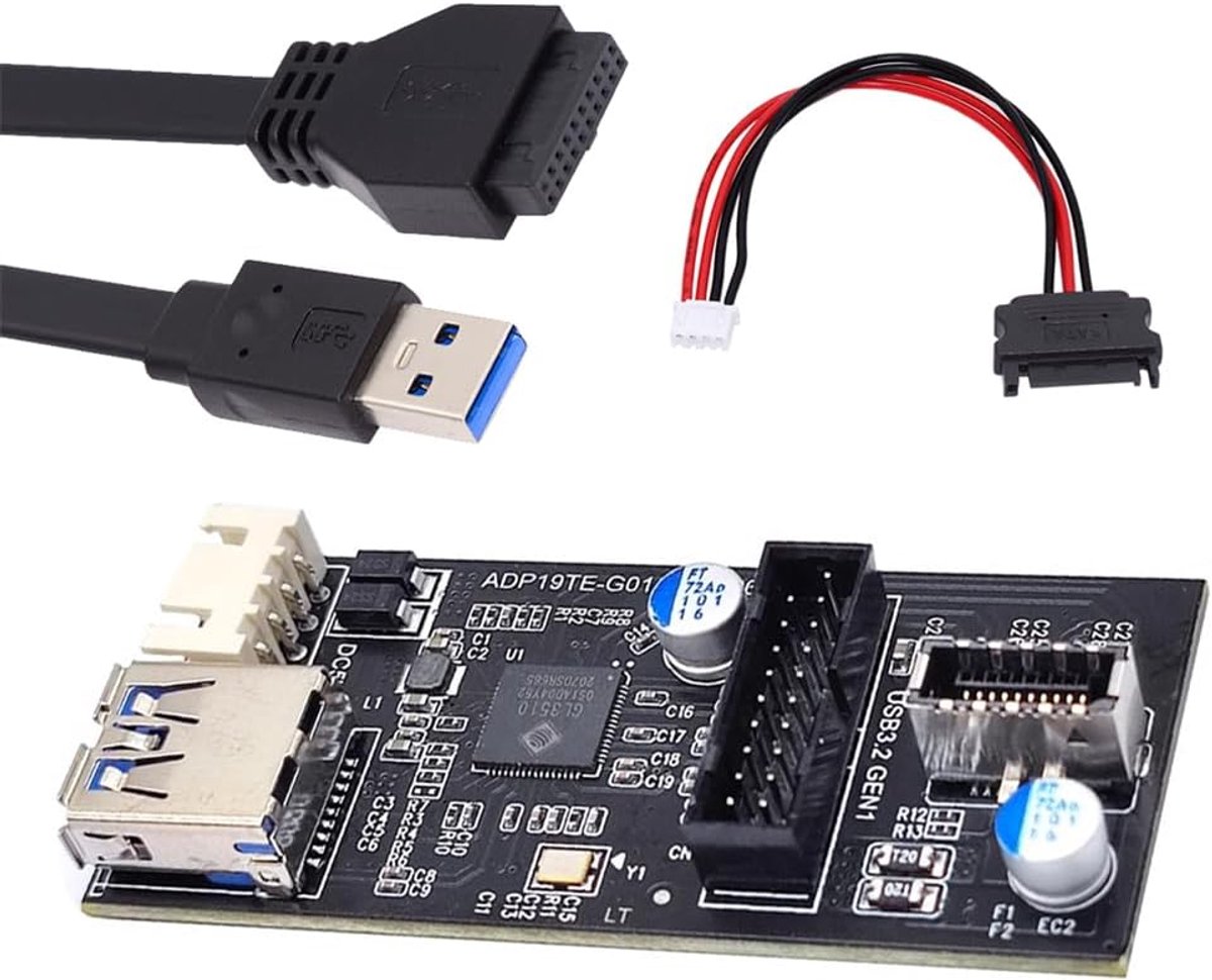 USB Hub Splitter - Adapter Kabel - Computer Uitbreiding - Dubbele Poorten - 10 x 10 x 1 cm - Zwart