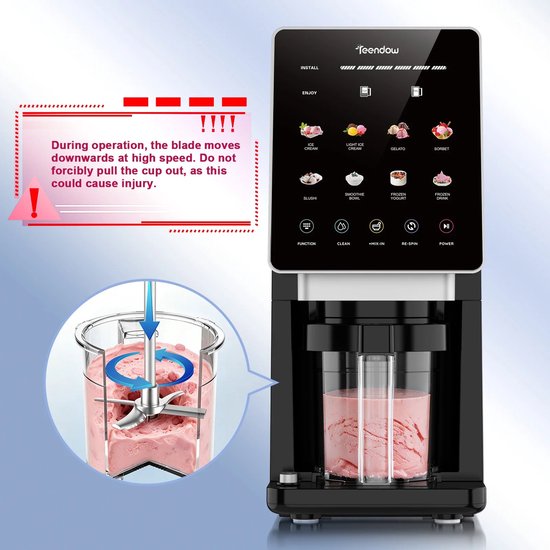 Emvae IJsmachine - IJsmaker - IJsmaker Voor Roomijs, Sorbet, Gelato en Slushie - Frozen Cocktails & Smoothies -10 in 1 - Automatische Clean Functie - Kleurendisplay - Vaatwasserbestendige Bekers — afbeelding 4