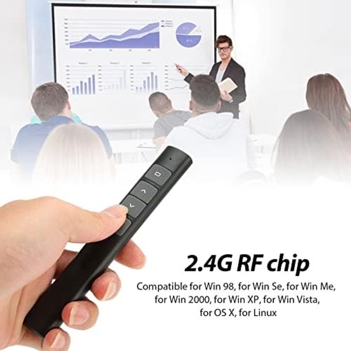 Draadloze Presentatie Clicker met RF 2.4G Technologie, Plug and Play, Ideaal voor Kantoor en Presentaties