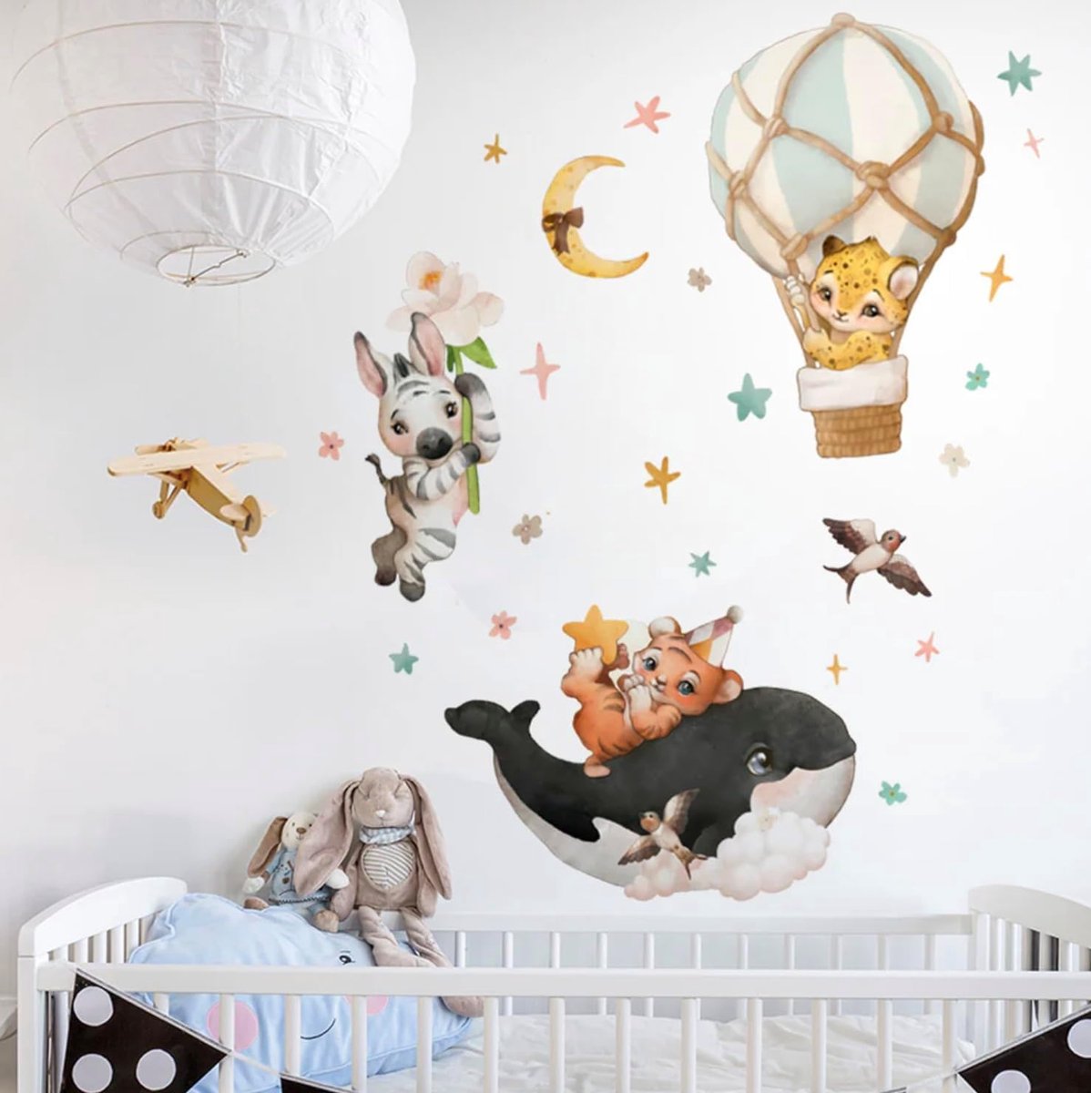 kina - R00747 Children's Wall Stickers Environmentally Friendly Soft Reusable Jungle Hot Air Balloon Wall Decoration - ShopVlot