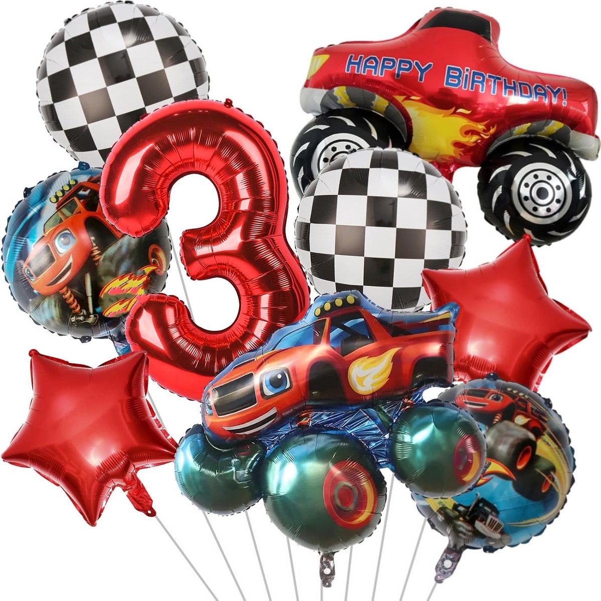 9 Stuks Monsstertrruck Ballonnen, Monsstertrruck Folieballon (Nr. 5) - ShopVlot