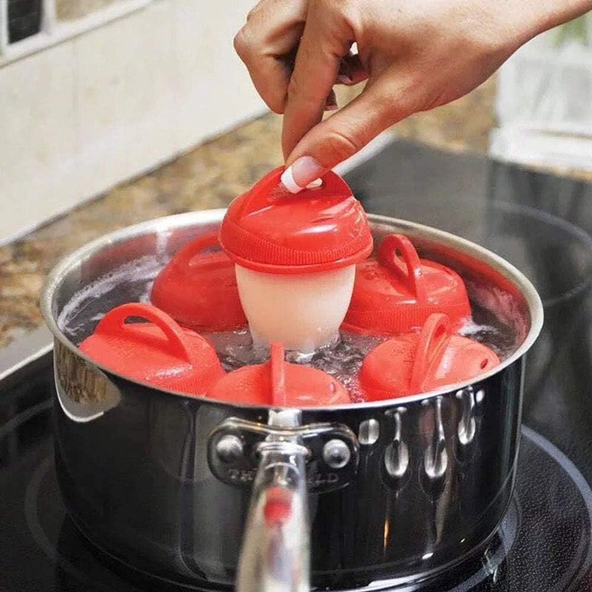 6Pcs Egg Maker, Egg Cooker Set, Non-Stick Silicone Egg Cups Without Shells Separator, Silica Gel Egg Boil Egg Maker - ShopVlot