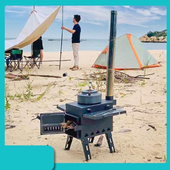Portable Folding Camping Stove, Windproof Wood Stove, Compact Tent Heating Stove with Pipes, Outdoor Backpacking Stove - ShopVlot — afbeelding 5