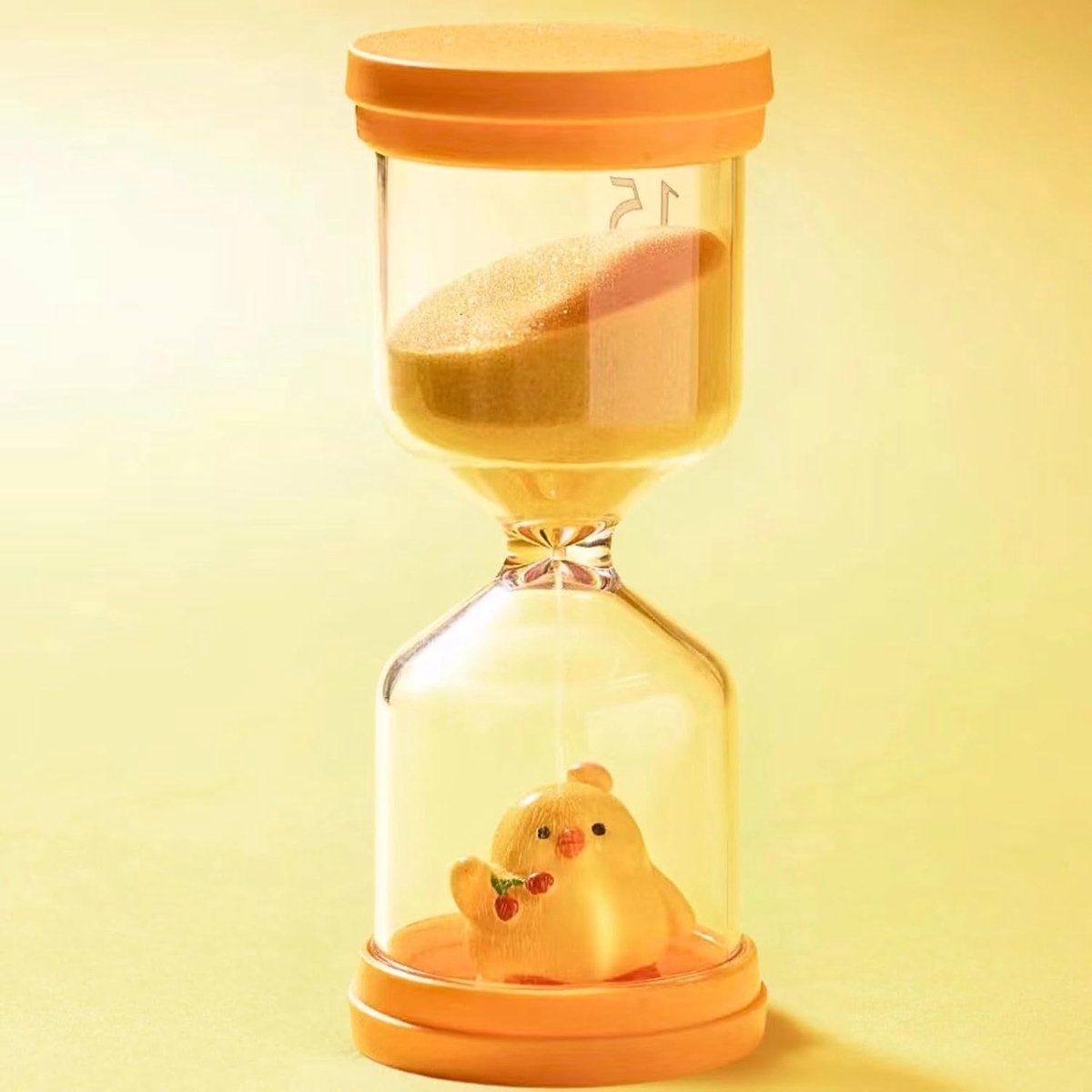 Shatterproof Plastic Hourglass 15 Minutes, Colorful Hourglass for Kids with Chicken in Macaron Yellow, Visual Timer - ShopVlot