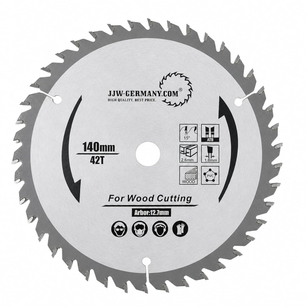 HM - Saw blade 140 x 2.6 x 12.7 Z= 42 W for Black & Decker o. Peugeot, industrial quality according to DIN EN 847-1 - ShopVlot
