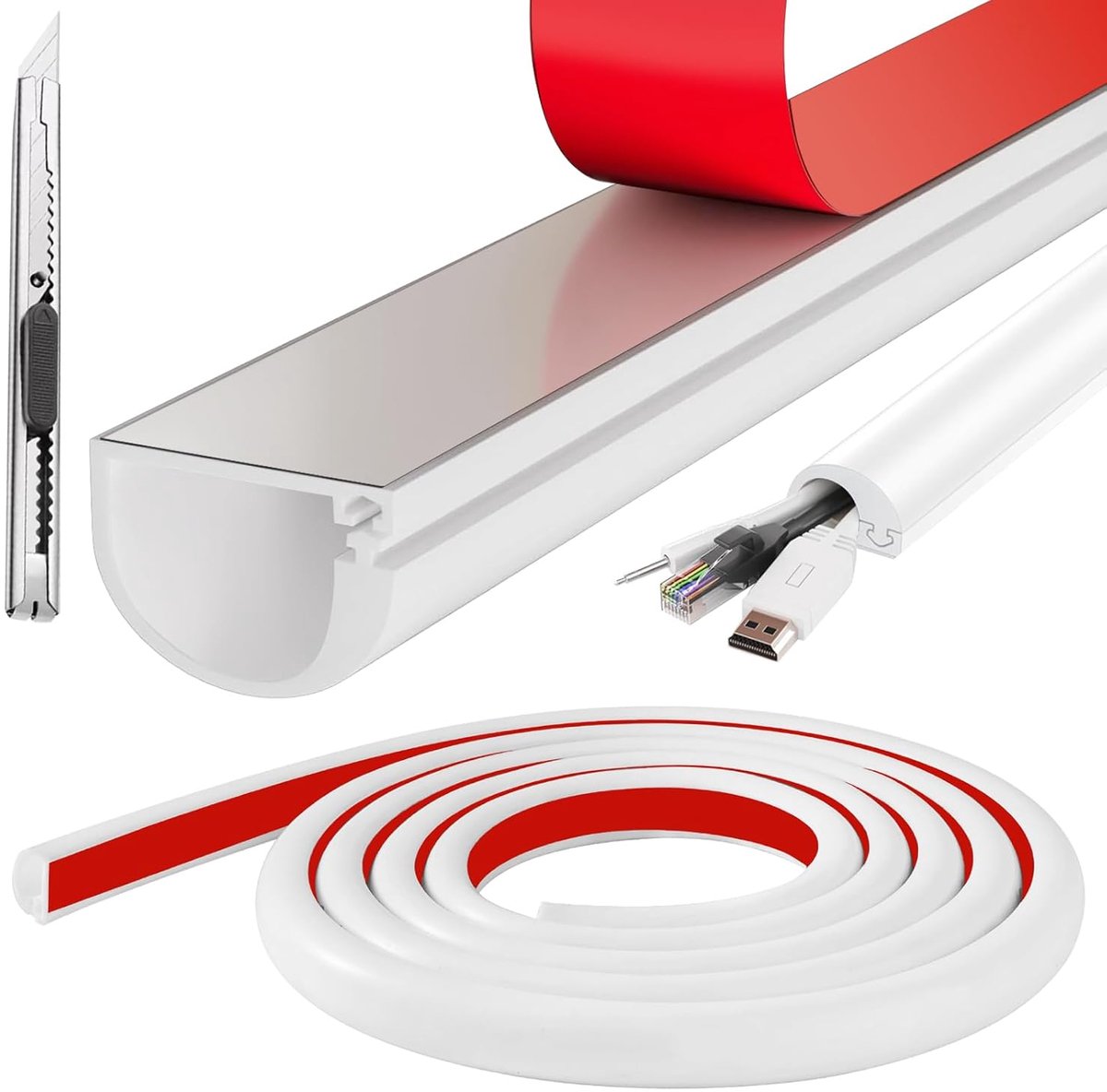 2 m Cable Tray White Self Adhesive Cable Tray Flexible Silicone Cable Tray White Cable Hide Cable Cover for Hiding - ShopVlot