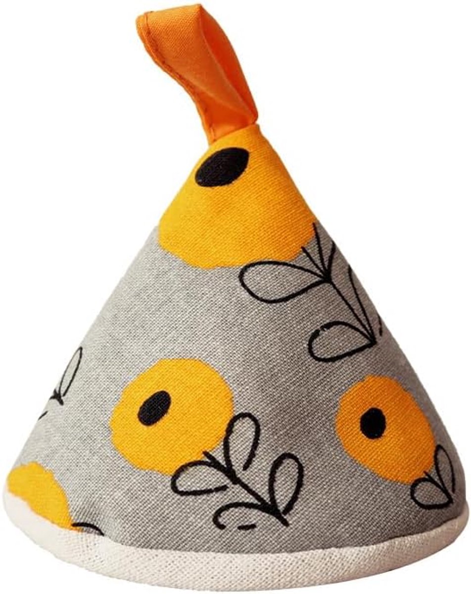Pair of 11 cm comfortable triangular oven gloves made of cotton with cute pattern and yellow floral pattern that - ShopVlot