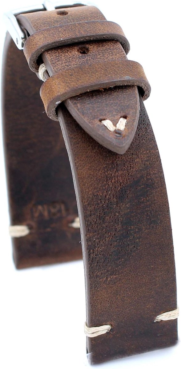 Rios1931 Sagittarius Vintage Cowhide Leather Watch Strap Handmade in Germany Robust 18mm Brown Mulk, Brown, Belts. - ShopVlot