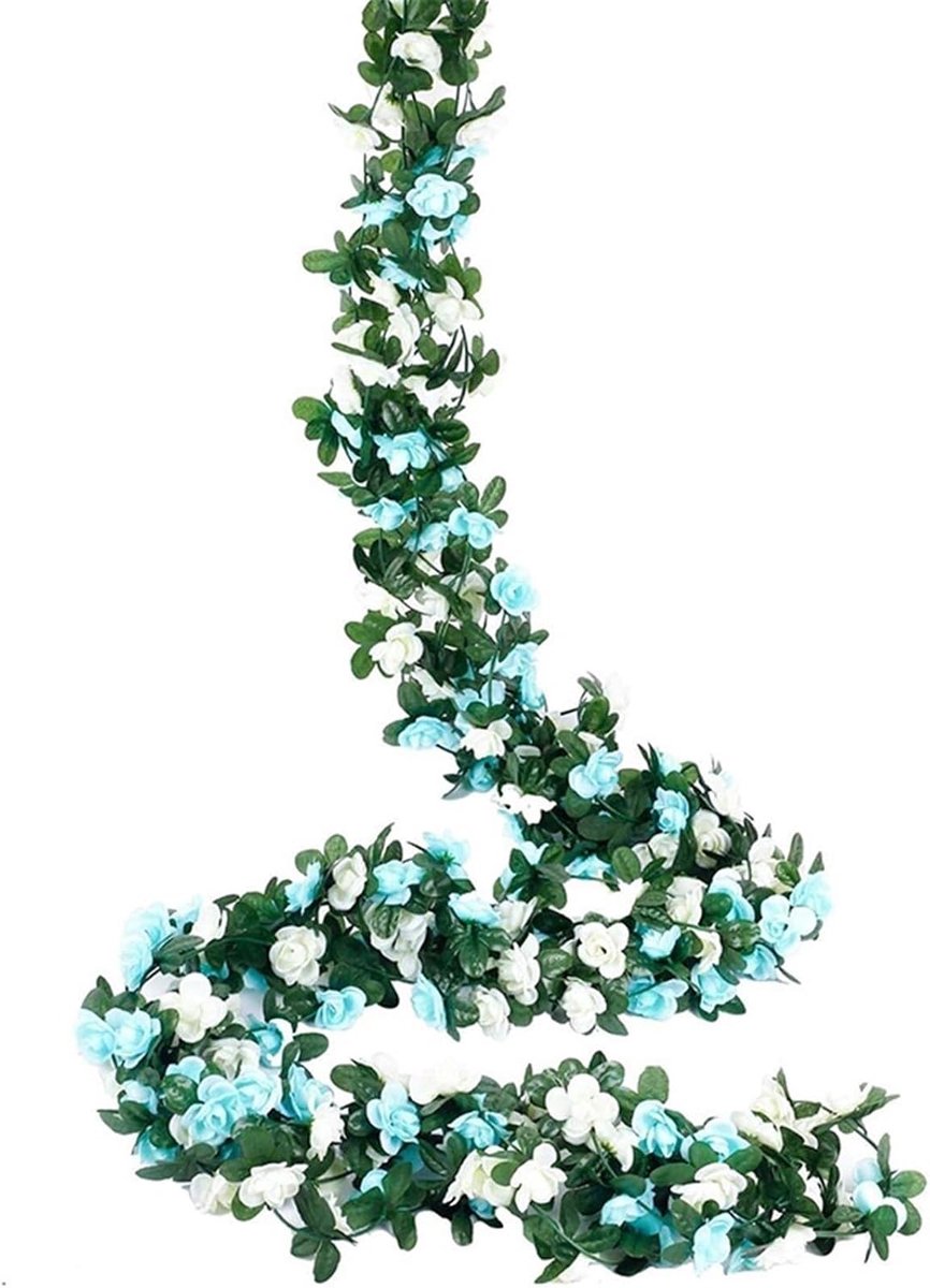 5 Pack of 2.5m Artificial Rose Rattan Garland Plant Artificial Flowers Hanging Rose Rattan Home Hotel Wedding Garden - ShopVlot