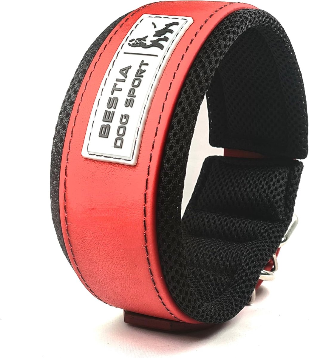 Bestia Dog Sport Ultra heavy dog collar. lined. waterproof, XL- fitting a neck of 22.6 to 26.6 inch, Red - ShopVlot