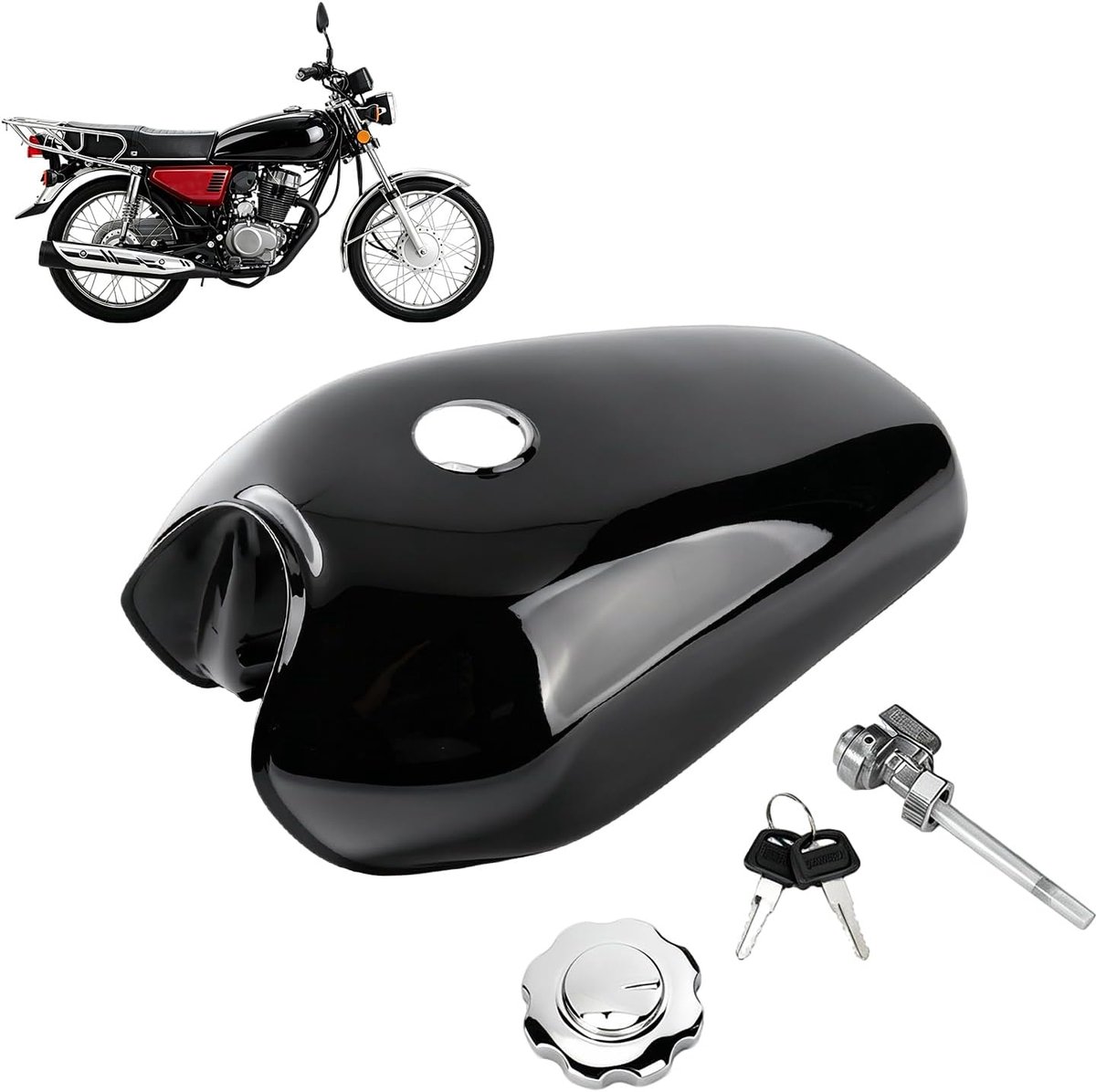 Brandstoftank 9L - zwart retro - universele motor - geschikt voor diverse modellen - ShopVlot