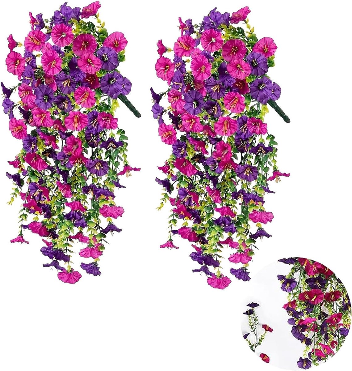 Kunstmatige hangplant petunia 75 cm - UV-bestendig kunstzijde - Voor binnen- en buitendecoratie - ShopVlot