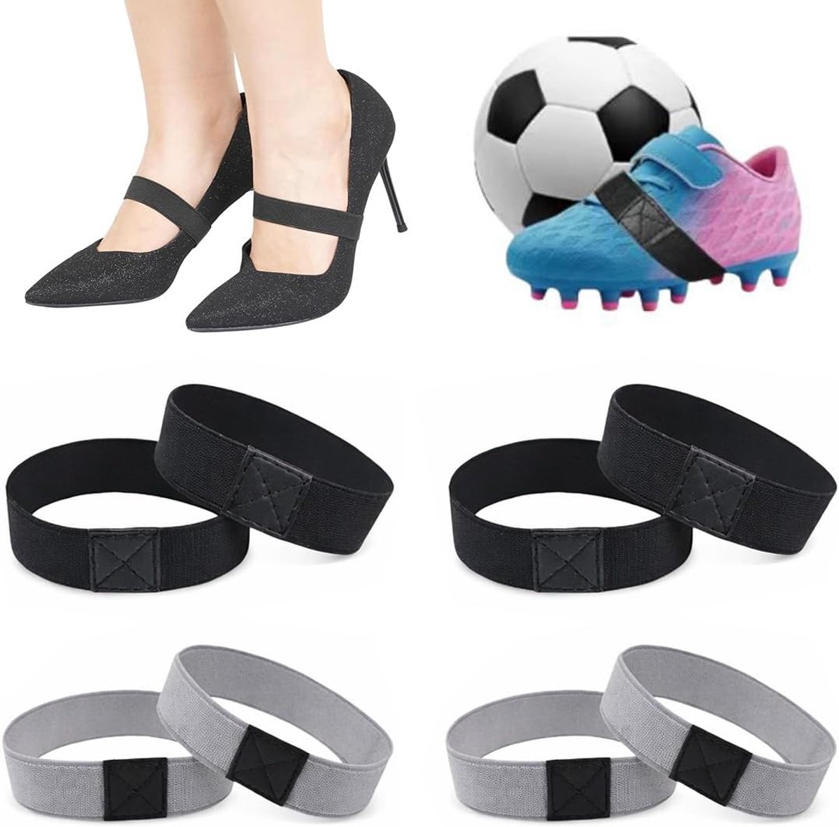 Voetbalschoenen banden set van 8 - anti-vergrendelende veters - brede elastische veters - eenvoudig bevestigen - ShopVlot