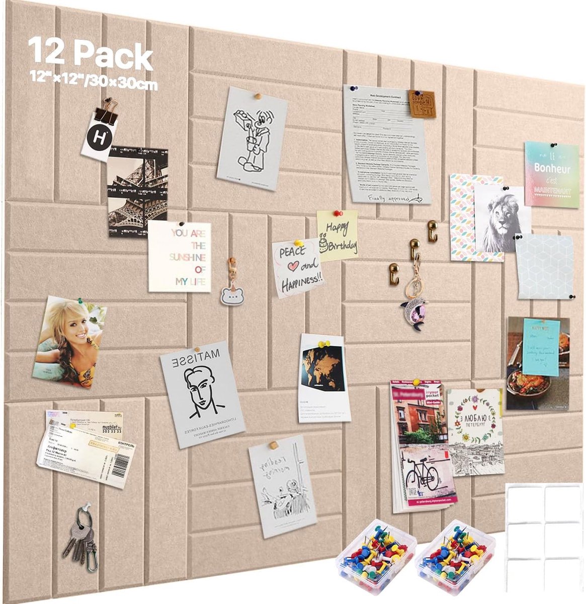 Vilt prikbord 120 x 90 cm - zelfklevend - decoratief zwart - ideaal voor memo's en foto's - ShopVlot