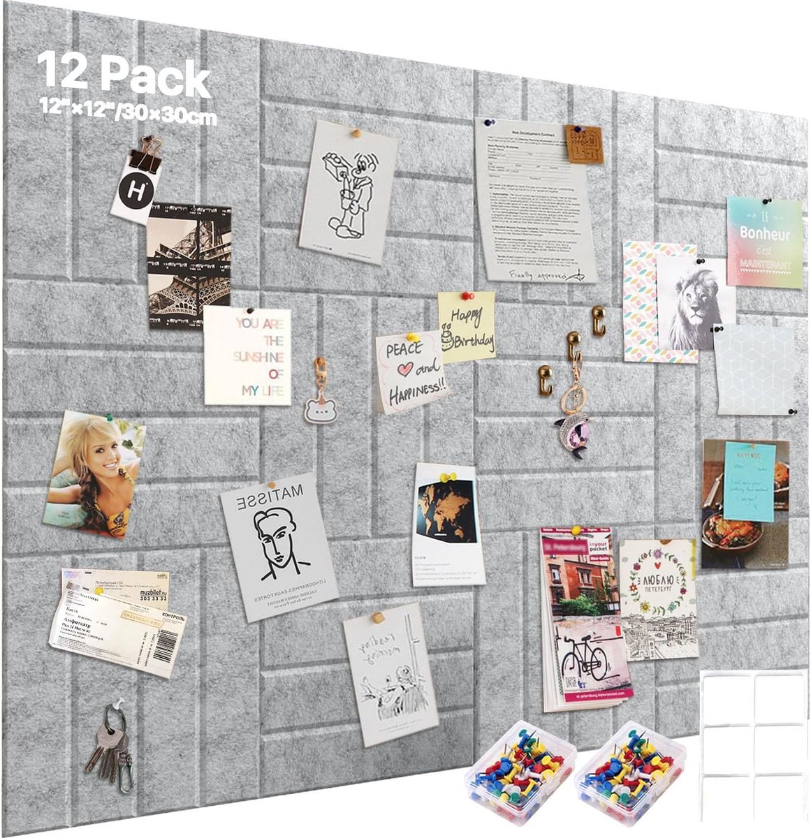Felt prikbord 120 x 90 cm - zelfklevend - decoratief - ideaal voor foto’s en memo's - ShopVlot