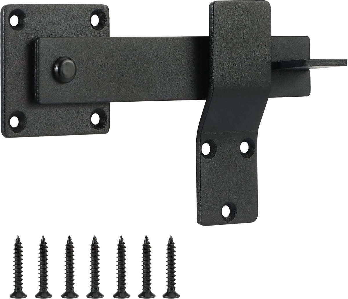 Deurknop met pickguard 14cm - zwarte deurbeugel - houten en tuinpoort - privacybescherming - ShopVlot