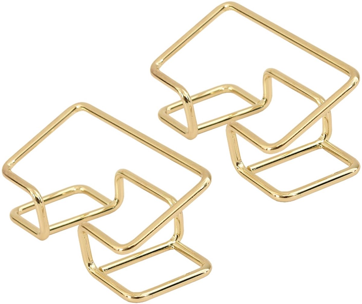 Set van 2 Gouden Metalen Visitekaarthouders voor Bureau - Stijlvolle Naamkaart Dispenser en Organizer