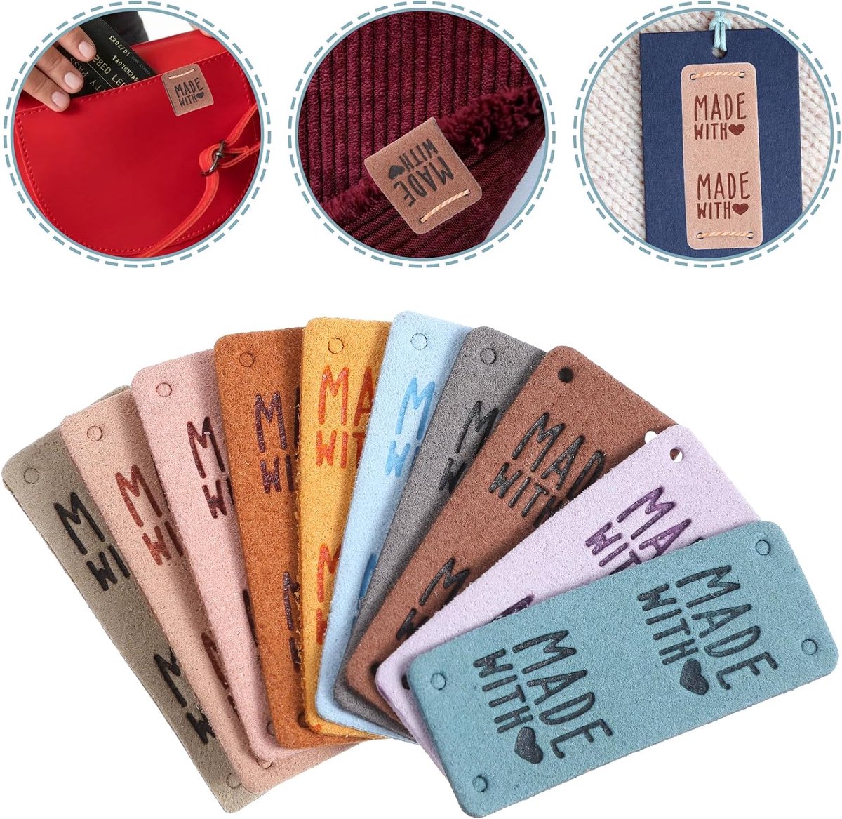 Handgemaakte labels 50st - Faux leer - Met liefde - Perfect voor haken en breien - ShopVlot