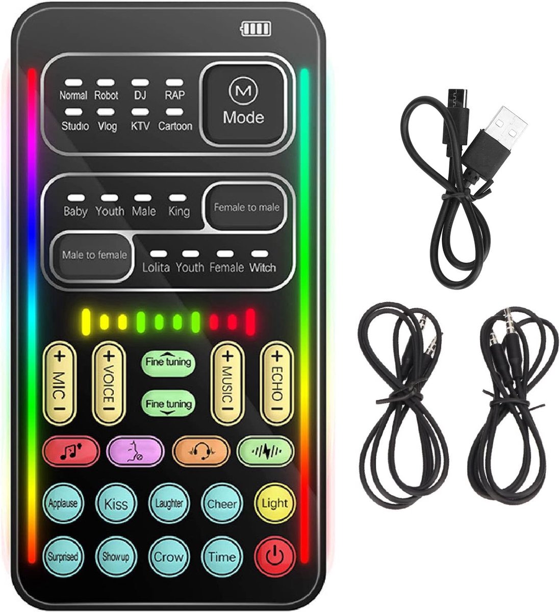 Draagbare stemvervormer - Handmicrofoon met 8 geluidseffecten - Geluidsvervorming voor pc en telefoon - ShopVlot