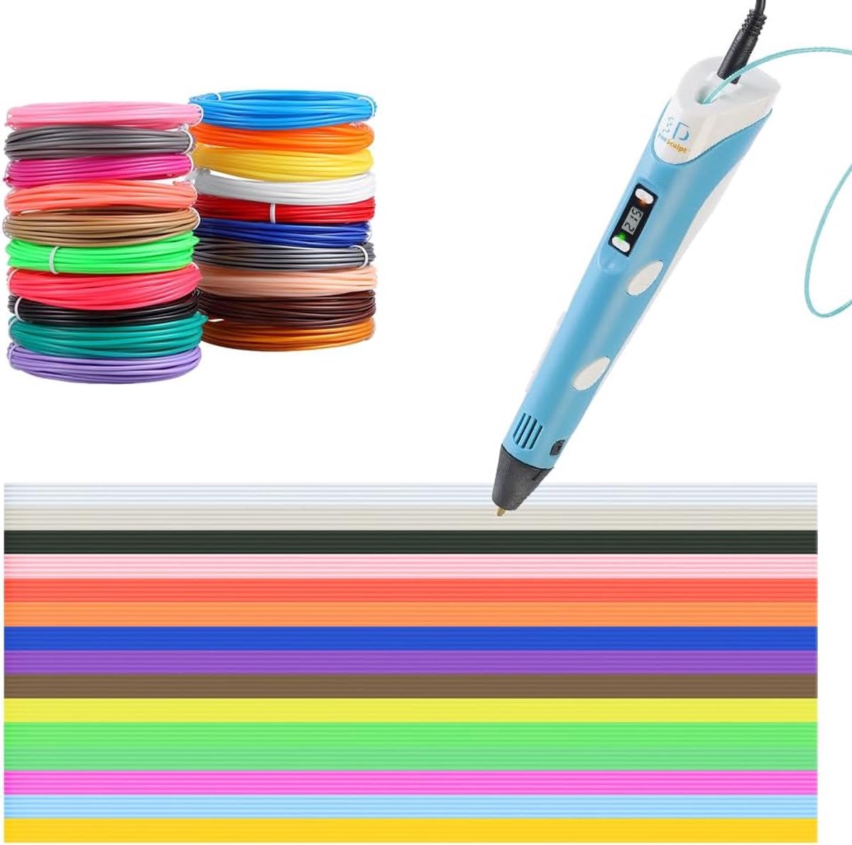 3D Pen Filament 15 Stuks - 1.75mm PLA - 15 Kleuren - Creatieve 3D Pen Accessoires - ShopVlot