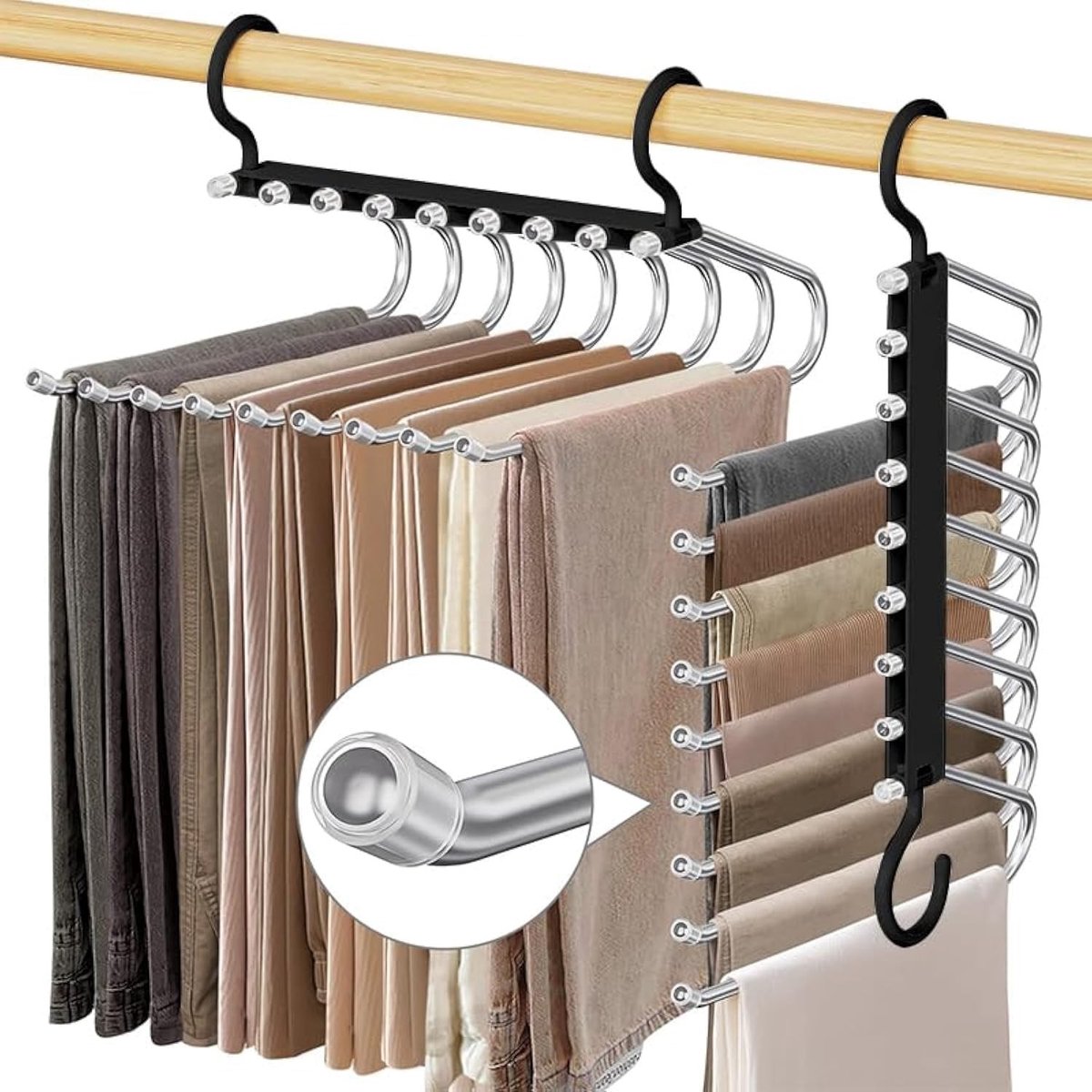 Broekhangers - Zwart - 26 x 31 cm - Ruimtebesparende Antislip Beugel - Voor Dames en Heren
