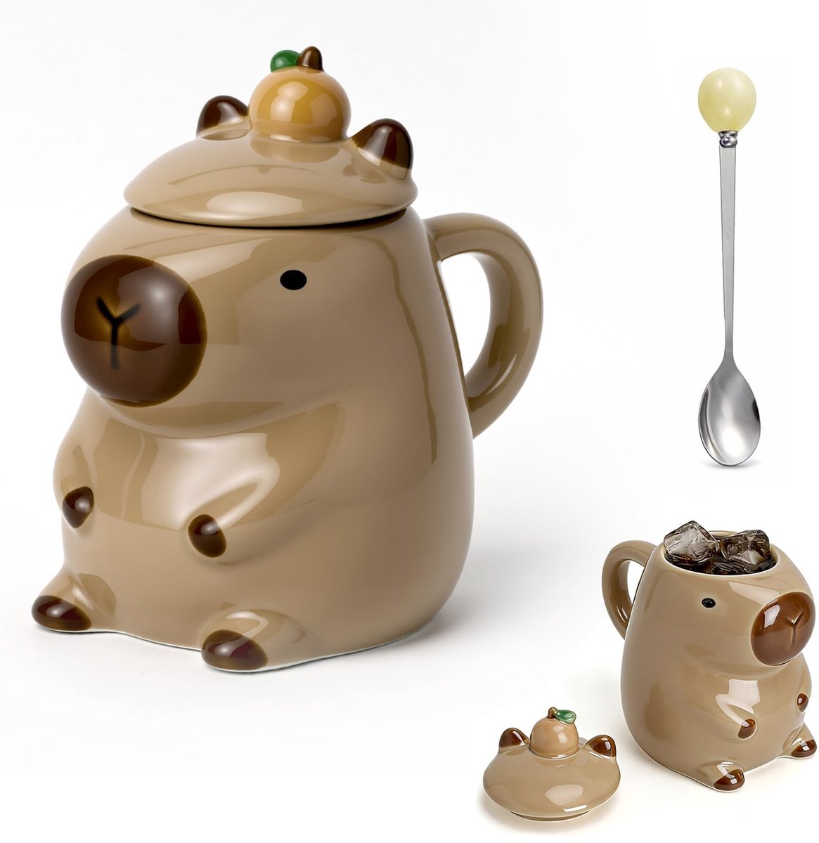 Solidchoice - Kawaii Capybara Mok met Deksel voor Koffie en Thee