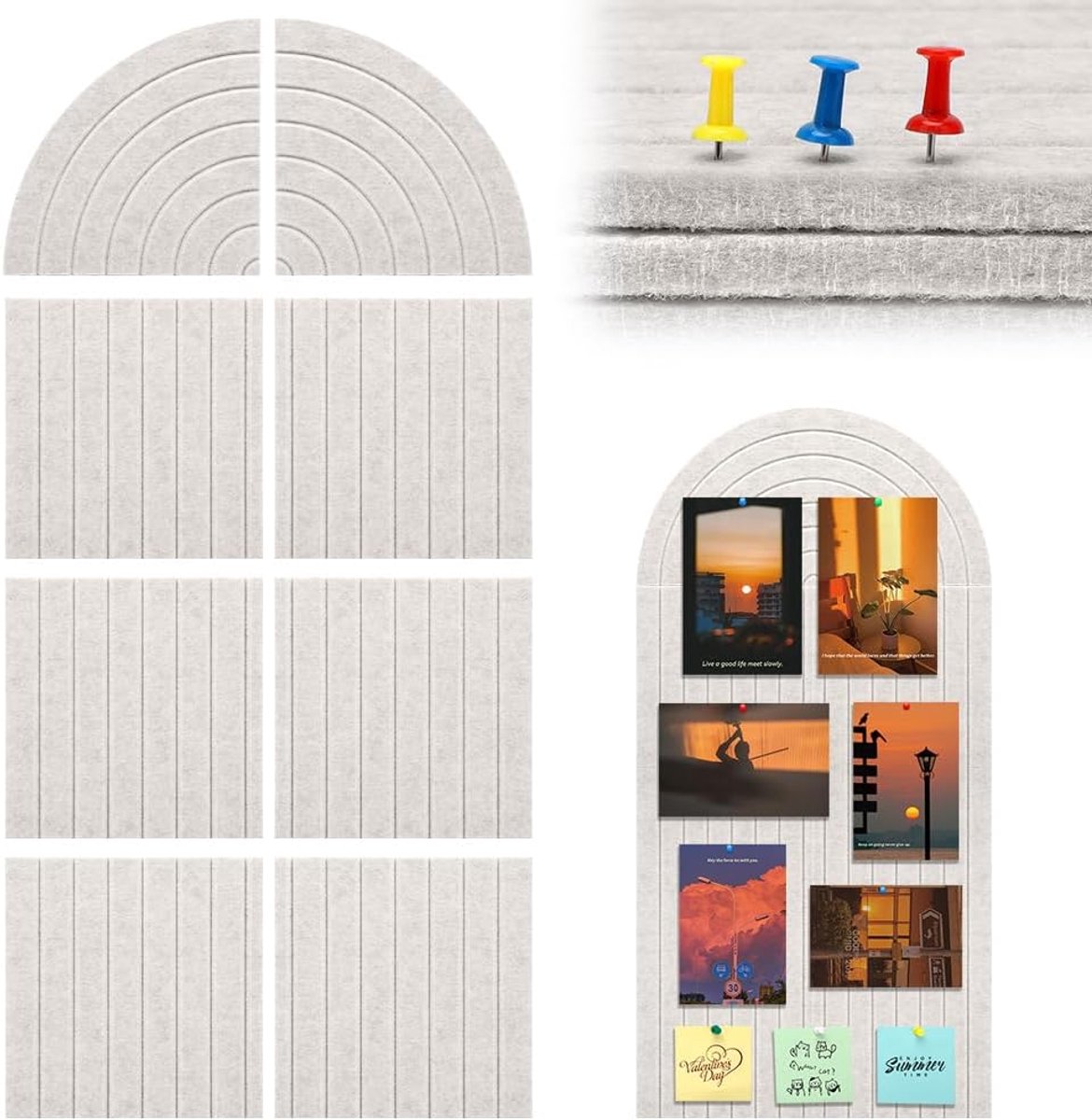 Prikbord 120 x 60 cm - opvouwbare kurk met vilten tegels - ronde randen voor foto's en notities - ShopVlot