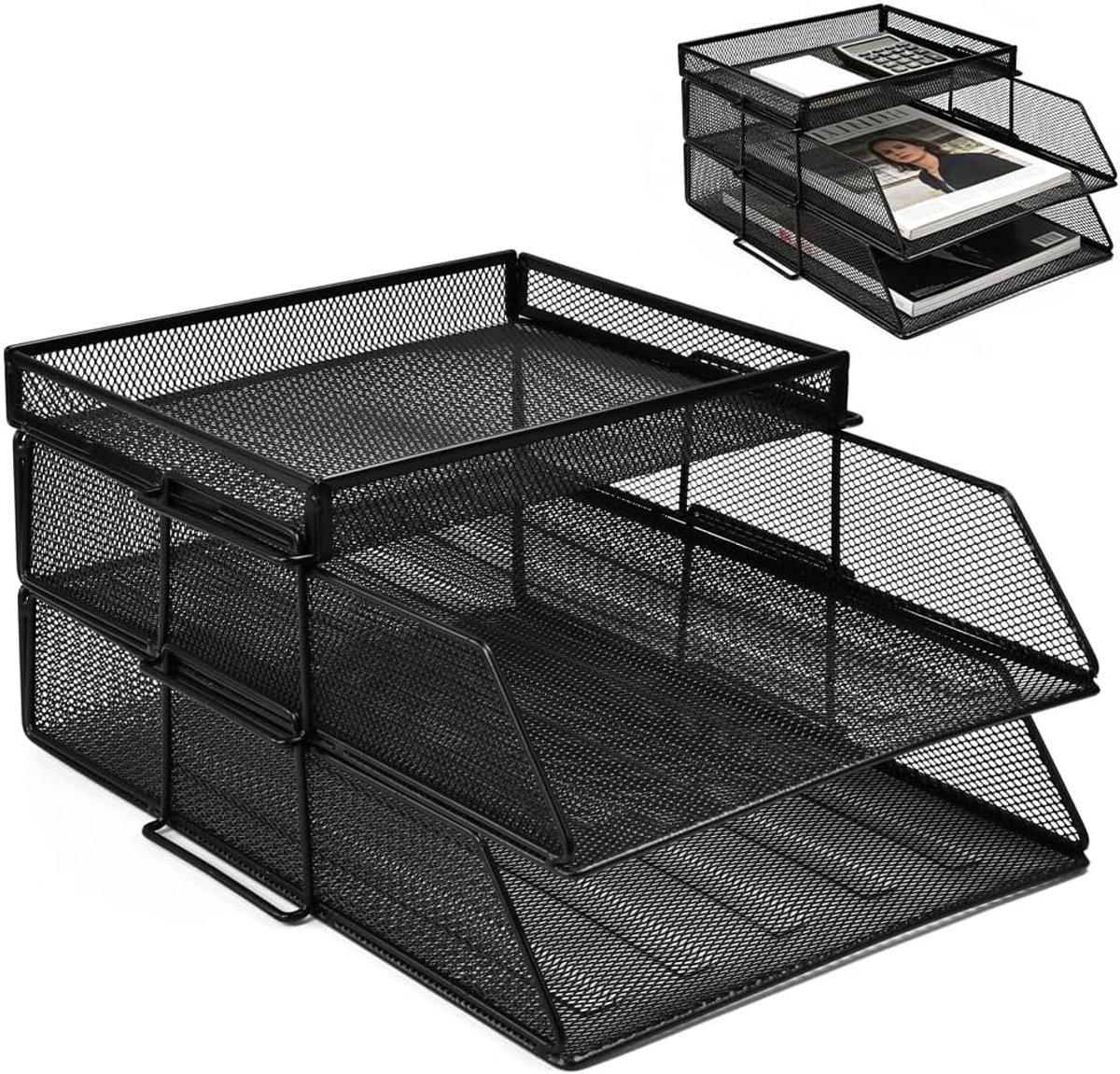 Dubbellaagse draadgrid - zwart - stevig en veelzijdig - ideaal voor wanddecoratie - ShopVlot