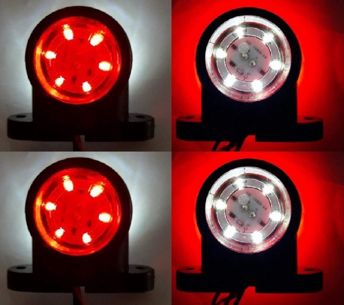 Led-zijmarkeringslichten - Rood/Wit - 65 x 55 x 45 mm - Waterdichte Verlichting voor Vrachtwagens en Aanhangers