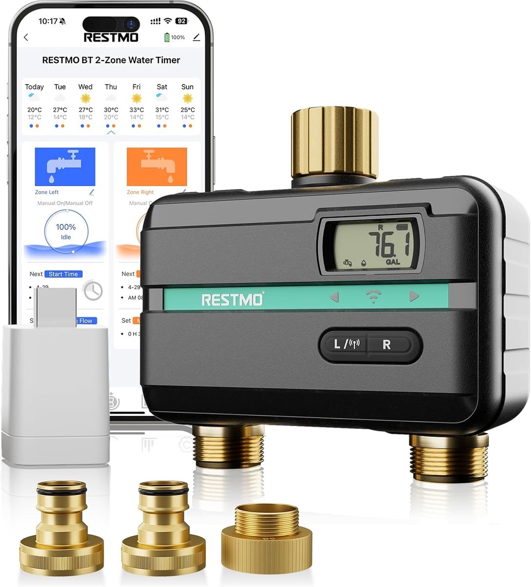 Irrigatiecomputer 2 zones - Bluetooth & wifi - App-bediening - Perfect voor tuin en gazon - ShopVlot