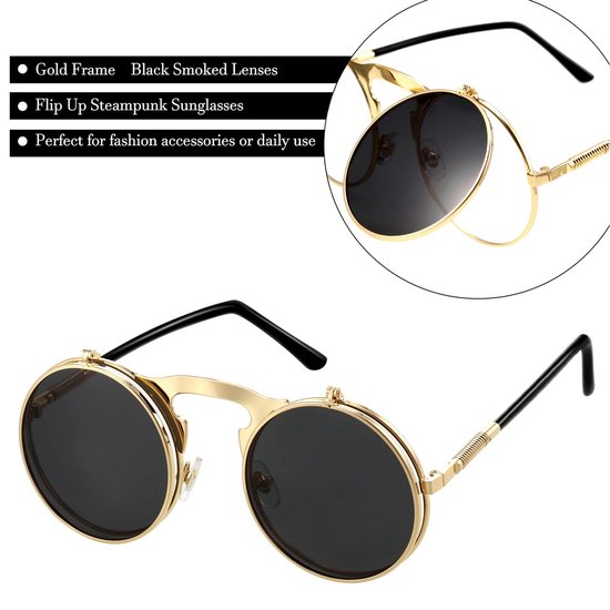Solidchoice - Vouwbare Steampunk Zonnebril met Grijze Lenzen van Solidchoice — afbeelding 2