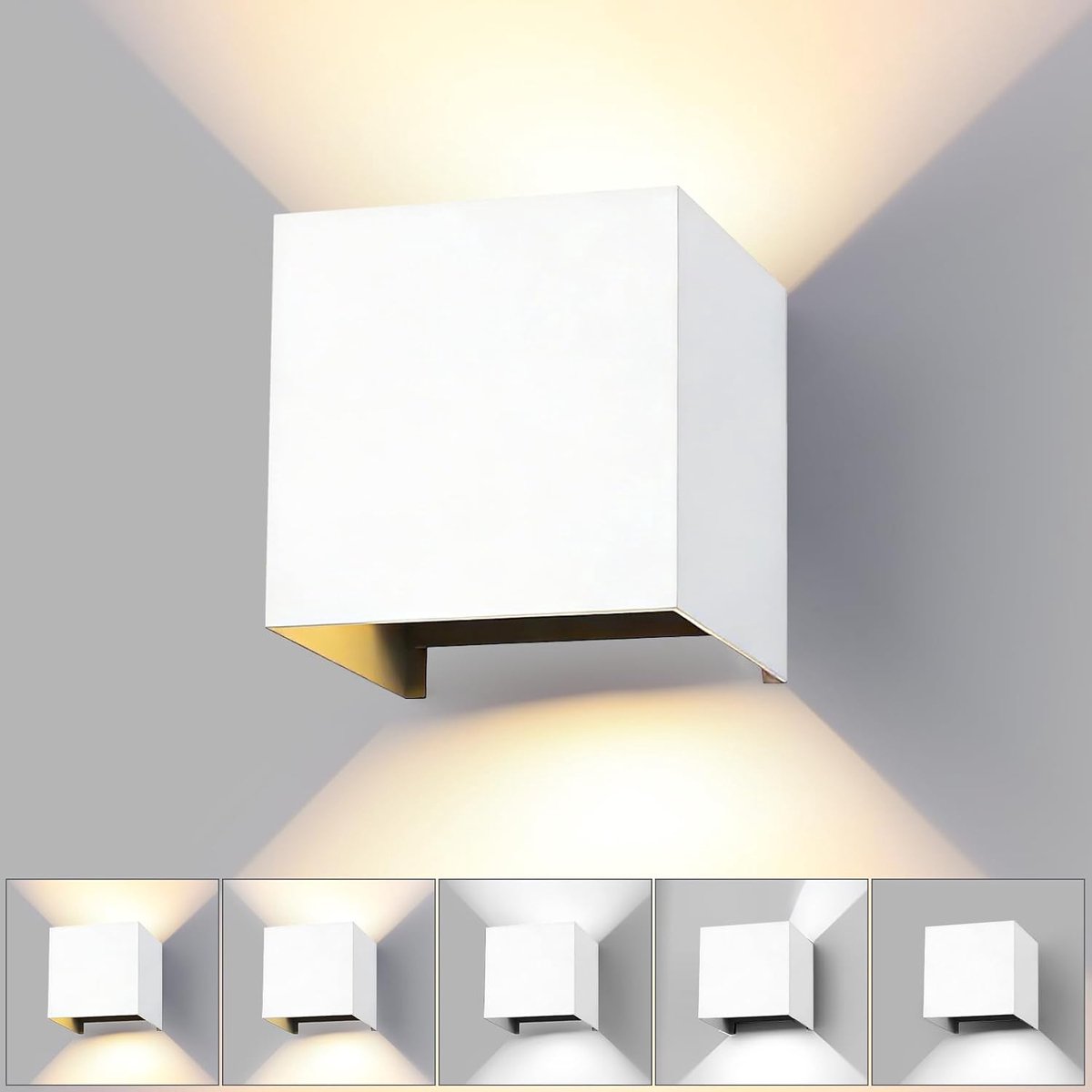Wall Light Outdoor and Indoor, 15W LED with 3 Light Colours, IP65 Waterproof, 120° Adjustable, Above/Under Lighting - ShopVlot