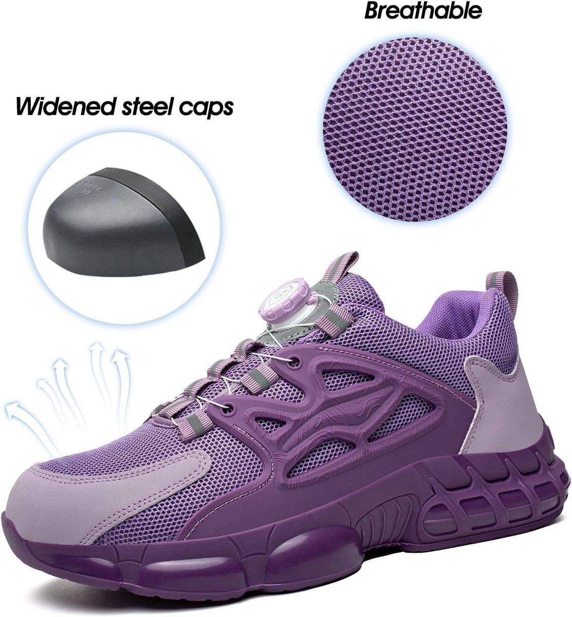 Work Shoes Men Women Safety Shoes Steel Toe Cap Sporty Breathable Non-Slip Safety Shoes Pink 41 EU - ShopVlot