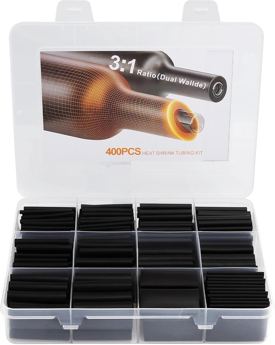 Krimpkousenset 400 stuks - 3:1 krimpverhouding - waterdicht en vlamvertragend - perfecte kabelbescherming - ShopVlot