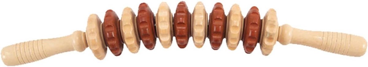 Massage roller 40 cm - hout - met handvat - ideaal voor nek en rug - ShopVlot