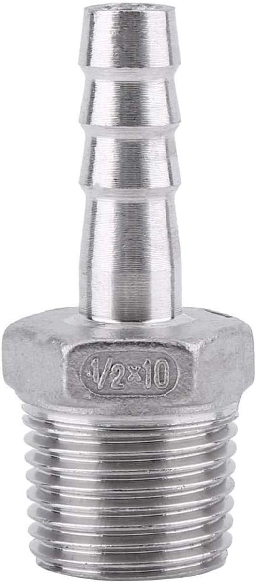 Hose Connector 1/2x10mm - RVS - Barb Tail Type - Duurzaam en corrosiebestendig - ShopVlot