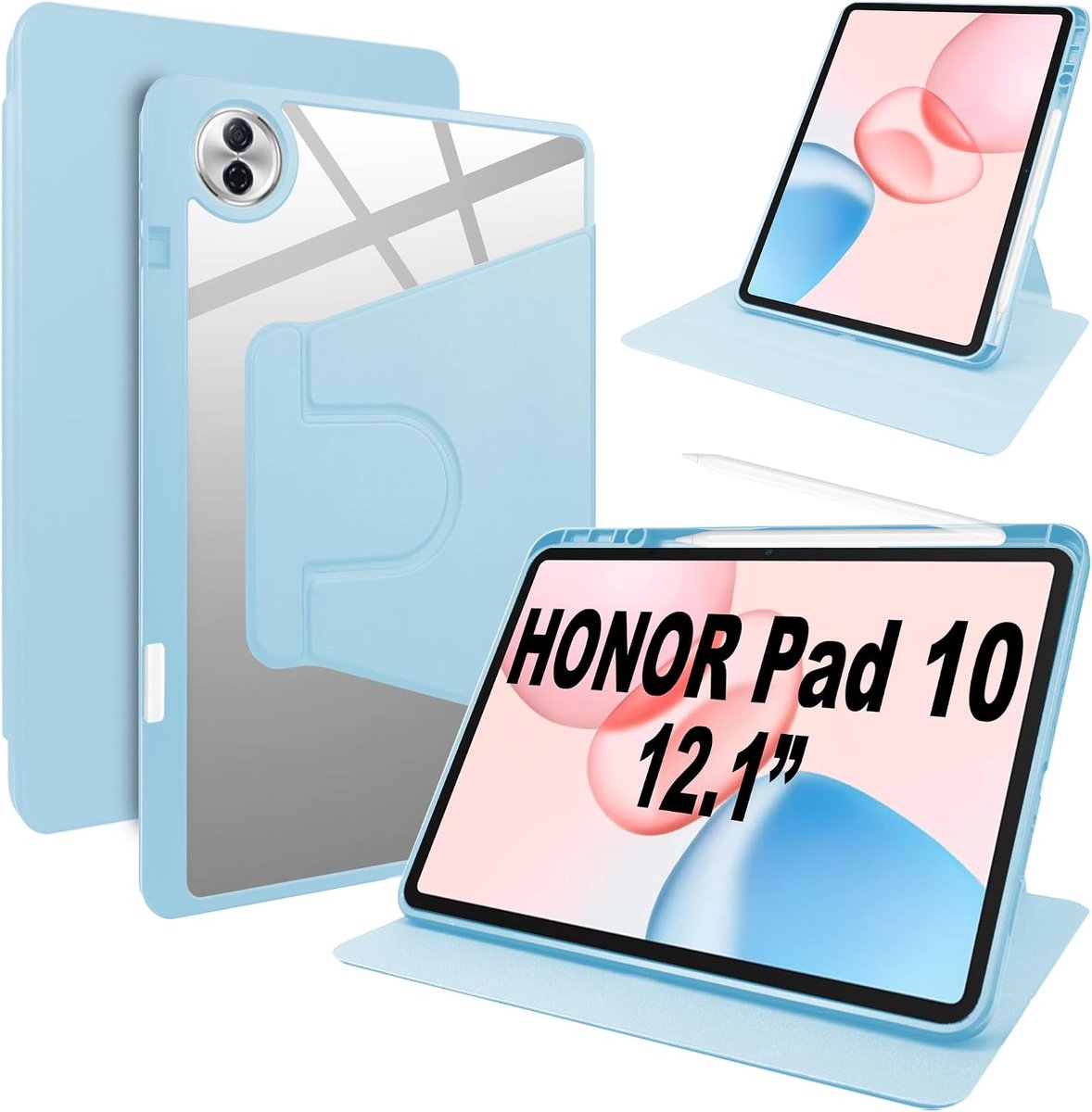 Tablet Hoes Honor Pad 10 - PU Leer + Transparant Acryl - Rotatie 360 Graden - Ideaal voor Meerdere Hoekinstellingen - ShopVlot