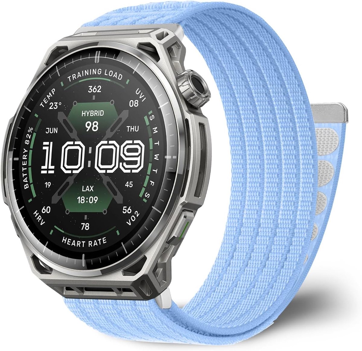 horlogeband 22 mm - nylon - hemelsblauw - ademend en comfortabel - ShopVlot