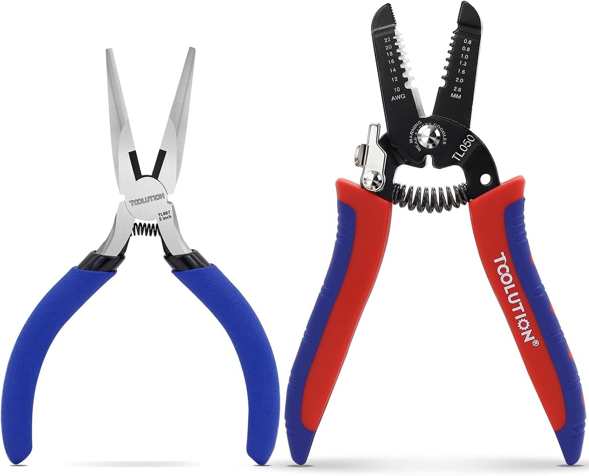 Draadstripper en punttang set - 7-inch en 5-inch - veerbelast ontwerp - ideaal voor elektrische klussen - ShopVlot