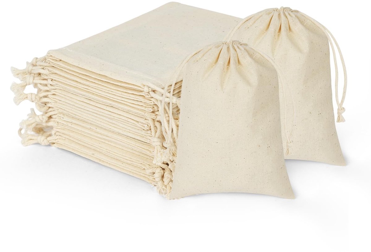 Solidchoice - Set van 20 Katoenen Tasjes 10x15 cm voor Souvenirs en Geschenken