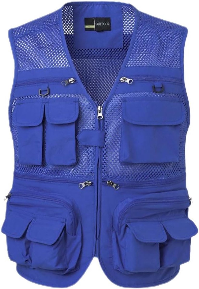 Visvest L - Royal Blue - Multi Pocket - Ademend materiaal - Ideaal voor buitenactiviteiten - ShopVlot