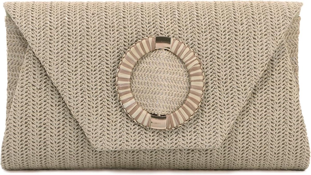 Clutch tas - elegante raffia - schoudertas - perfect voor zomerfeesten - ShopVlot