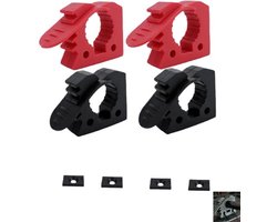 4 stuks - Snel ontgrendelbare Klemmen - snelspanklemmen - schophouder - antislip rubberen klem - voor racetrailers, werkwagens - voor 32-40 mm gereedschap - met schroeven en ringen - 7×5.5×2.2cm - zwart en rood